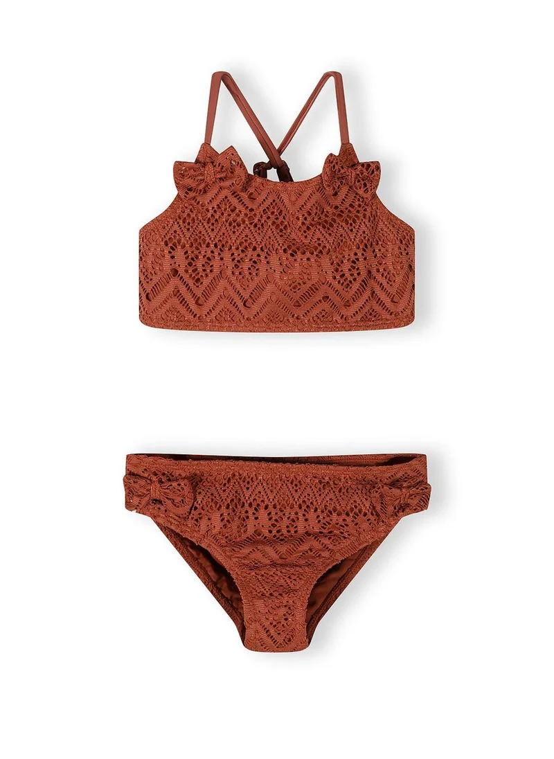 مينوتي Girls copper crochet bikini adjustable straps breathable